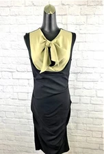 Nicole Miller Collection Black & Beige Ruched Dress Size 8