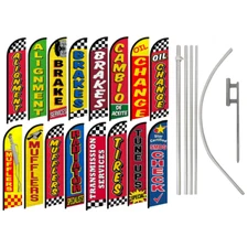 Auto Oil Change Smog Muffler Variation Windless Advertising Banner Flag Pole Kit