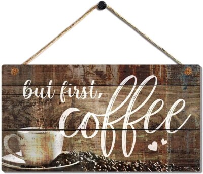 But First Coffee Signs Vintage Kitchen Coffee Decor Office Coffee Maker Signs Wo