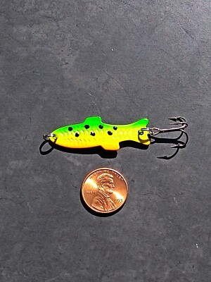 1ea Custom 1/8 oz Hot Green Wiggle Fish Casting Spoons Trout Bass Fishing Baits 