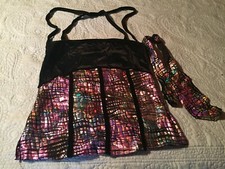 Dance Costume Jazz Modern Solo Tap Black Top with scarf Med Adult