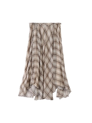 Falda para mujer Massimo Dutti marrón a cuadros longitud media - Imagen 5 de 25