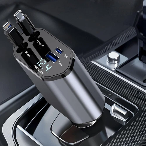 Retractable Car Charger 4 in 1 Fast Car Phone Charger 120W With USB Type C Cable - Bild 11 von 11