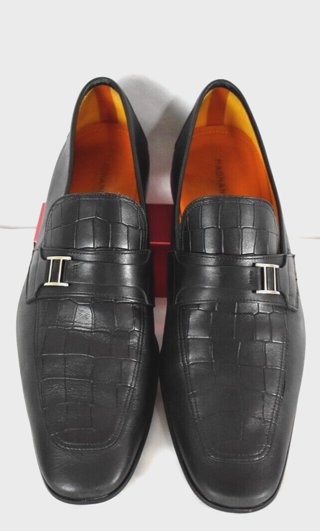 Magnanni Vince Mens 11.5 Black Leather Slip On Burnish Toe  display picture 1