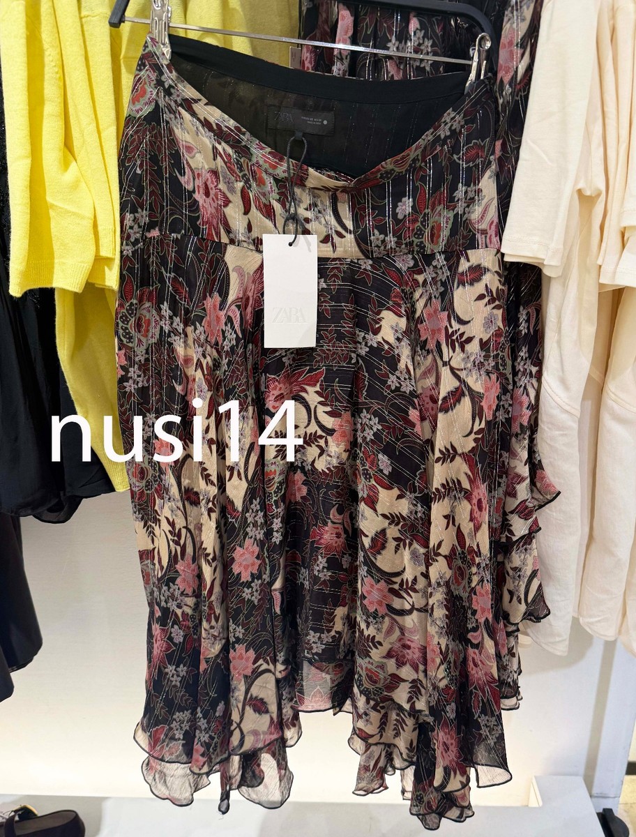 ZARA NEW WOMAN HIGH-WAIST ASYMMETRIC ZW FLORAL PRINT SKIRT XS-XL