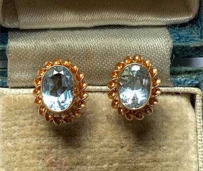 Vintage Ohrringe massiv 9 kt Gold 375 gestempelt Topas  