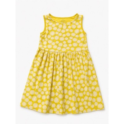 Primary Yellow Floral Tank Dress with White Blooms