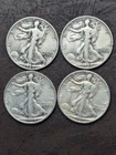 Liberty Walking Half Dollar 90% Silver Lot Of Four 1942-P 1943-P 1944-P 1945-P