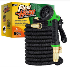 Flexi Hose 50ft Expanding Garden Hose 3x Expand + Spray Nozzle Brass Fittings