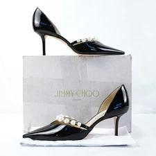 Jimmy Choo Aurelie 65mm Pearl Pumps In Black Patent Leather - Women's Size EU 40