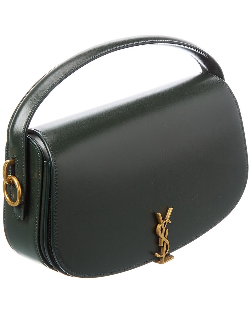 Borsa a tracolla Saint Laurent Voltaire Box in pelle da donna verde