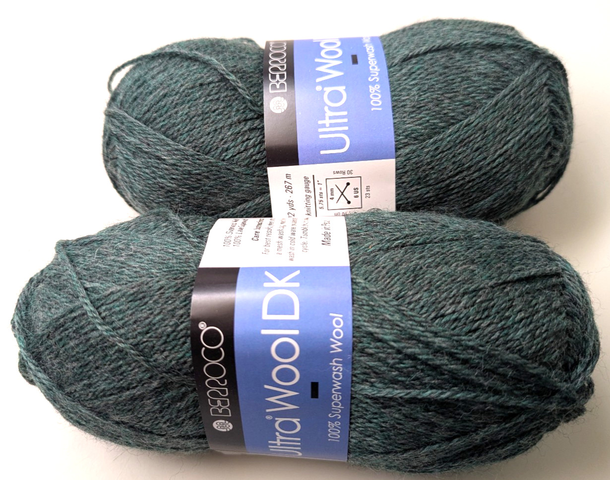 2 Berroco Ultra Wool DK 100% Superwash Wool 100gm/ 292yds 83158 Heather Green DS