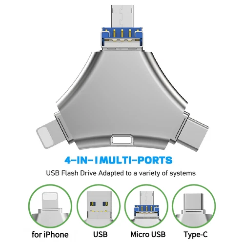 4 in1 USB 3.0 Flash Drive External Storage Memory Stick For iPhone iPad Android