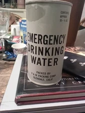 1959 Bomb Shelter Civilian Cold War 10oz Emergency Drinking Water Tin H&M Packin