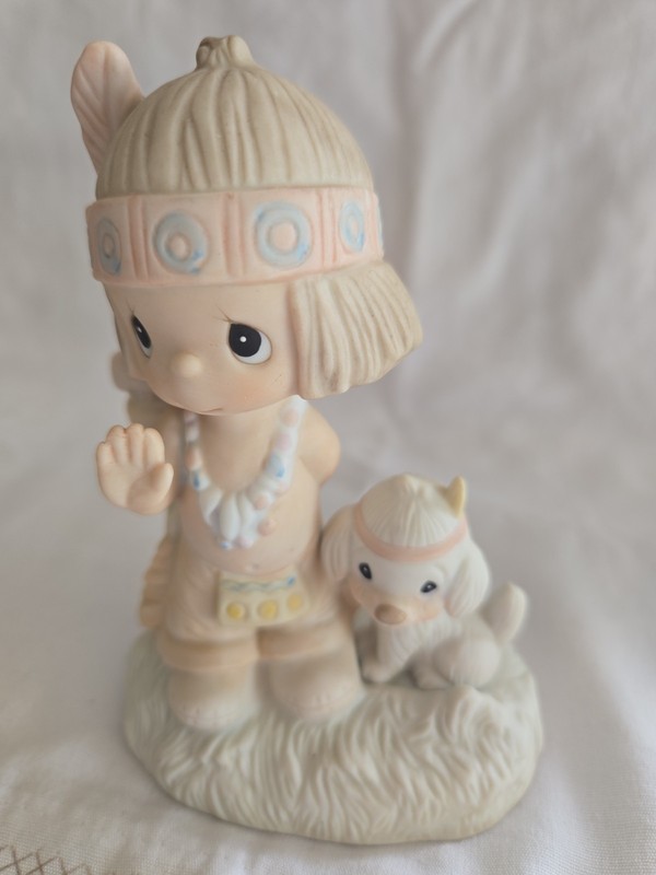 O, How I Love Jesus Precious Moments E-1380/B Indian Boy 1977 Org 21 Figurine 