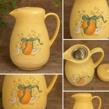 International China Marmalade Goose Thermos Carafe 10" Glass Liner Vintage