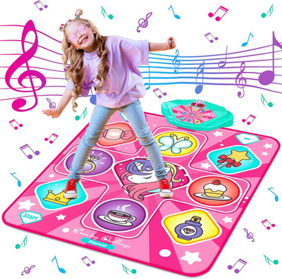 Dance Mat, Dance Mixer Rhythm Step Play Mat, Pink Dance Pad with LED Lights, Adj