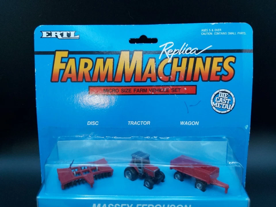 1990 Ertl  Replica Farm Machines Micro Size Set Massey-Ferguson New in Package - Image 3 of 4