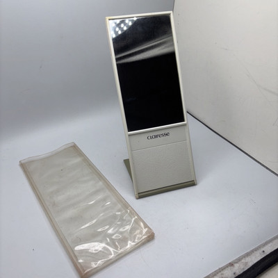Vtg Clairol Clairesse Travel Portable Mirror Fold-out Stand + Sleeve 9.5  x 3.5''