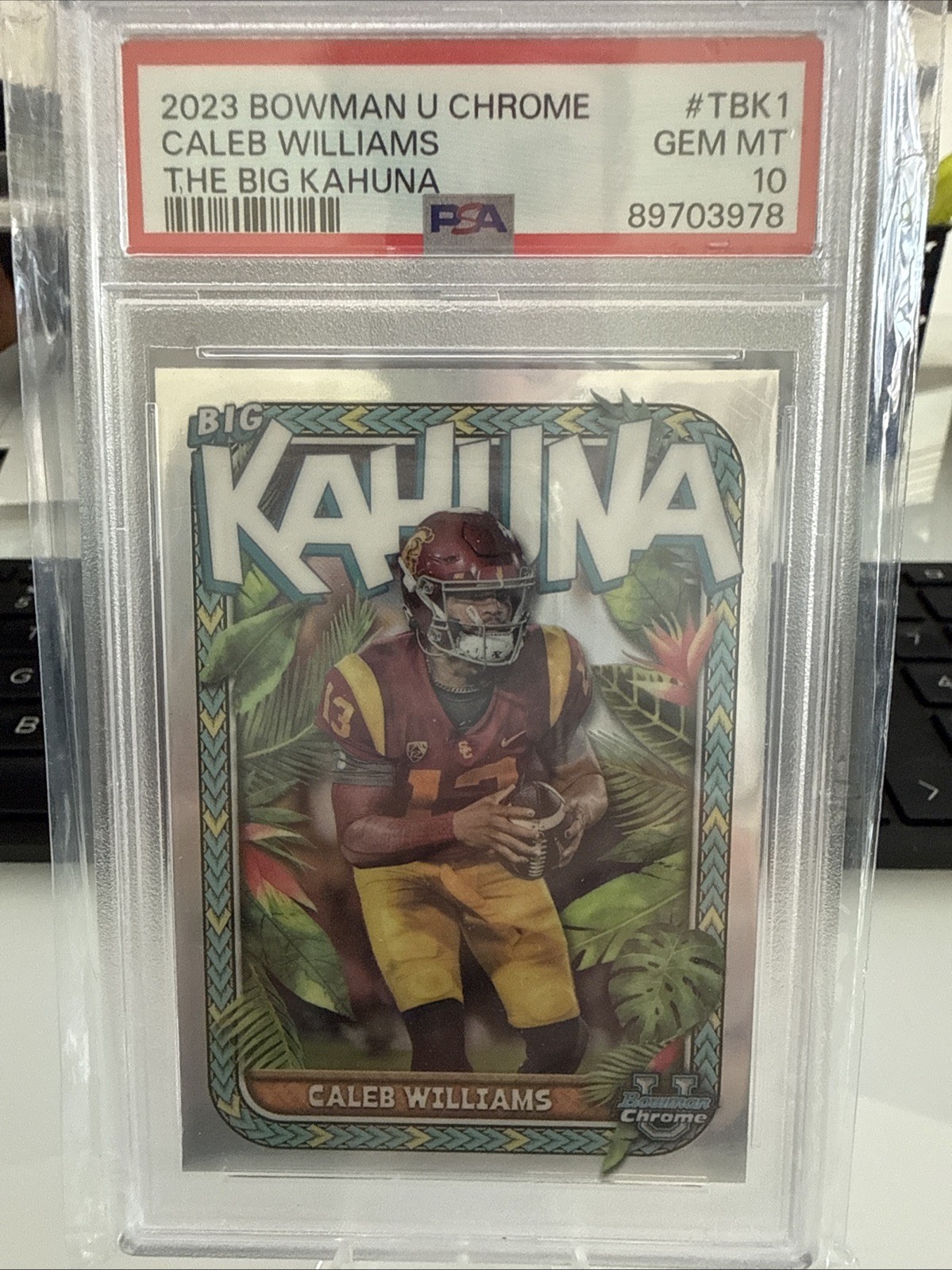 Caleb Williams PSA 10 2022 Bowman University Chrome Big Kahuna #TBK4 Case Hit view 2