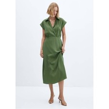 New Mango Womens Size 8 Modal Polyester Faux Wrap Short Sleeve Shirt Dress