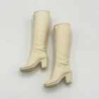 Vintage Barbie Doll Off White Lace-Up Squishy Boots Mod Era - X2