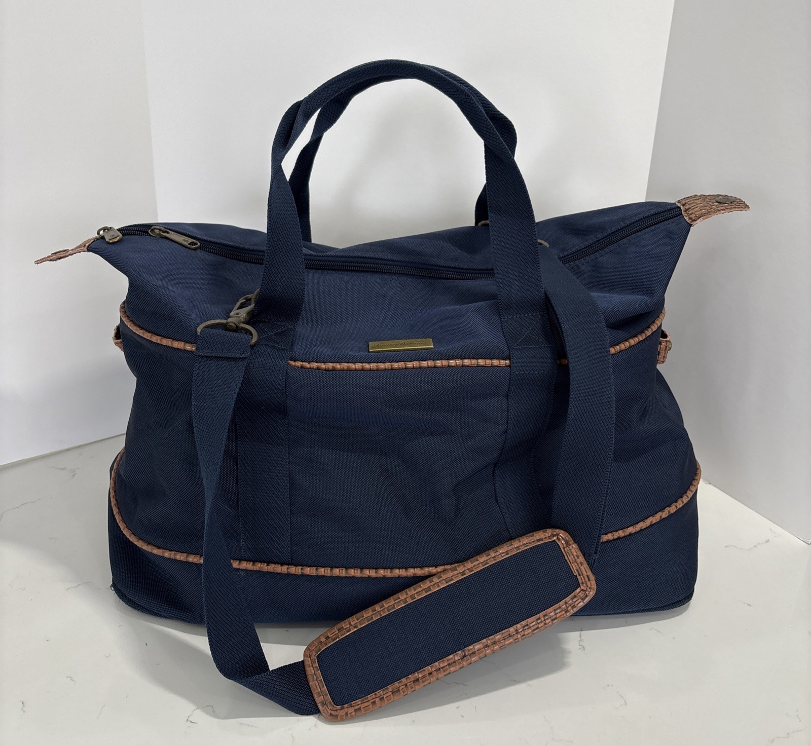 Tommy Bahama Mojito Travel Duffle Bag 20" Blue Basektweave T