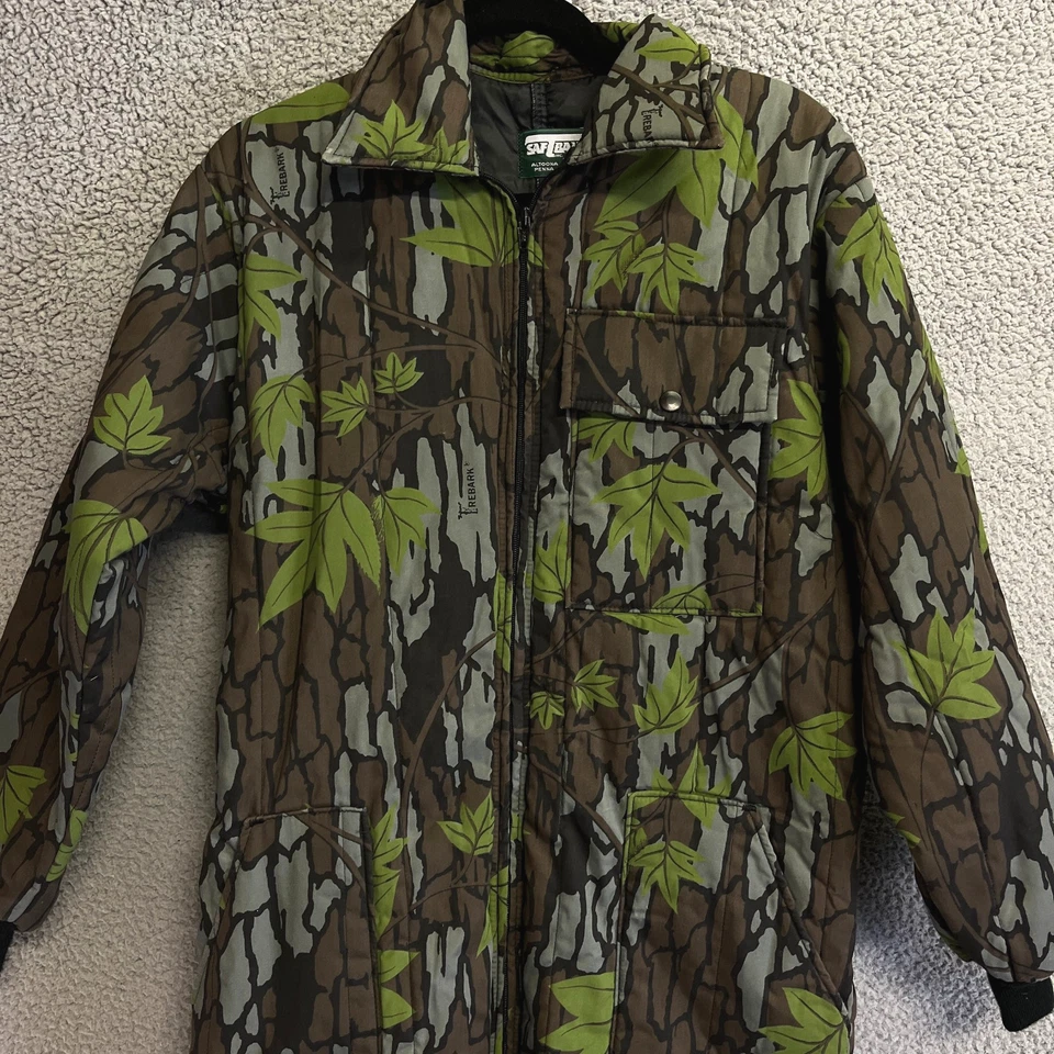 SafTbak Coveralls Men M 38-40 Green Camo Rebark OnePiece Jumpsuit Hunting Bomber - Image 2 of 4