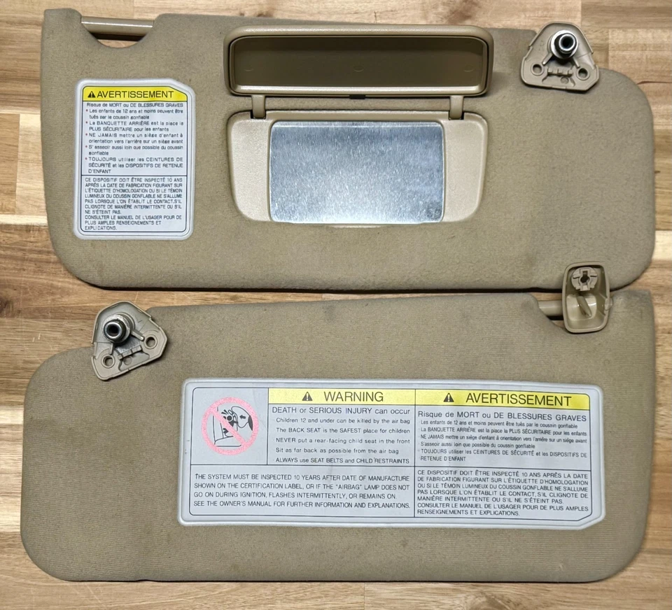 1997-2004 Nissan Pathfinder Infiniti QX4 Biege Driver & Passenger Sun Visors — 第 2/3 张图片