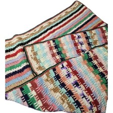 Rayure couleur muli afghan réversible fait main vintage occasion
