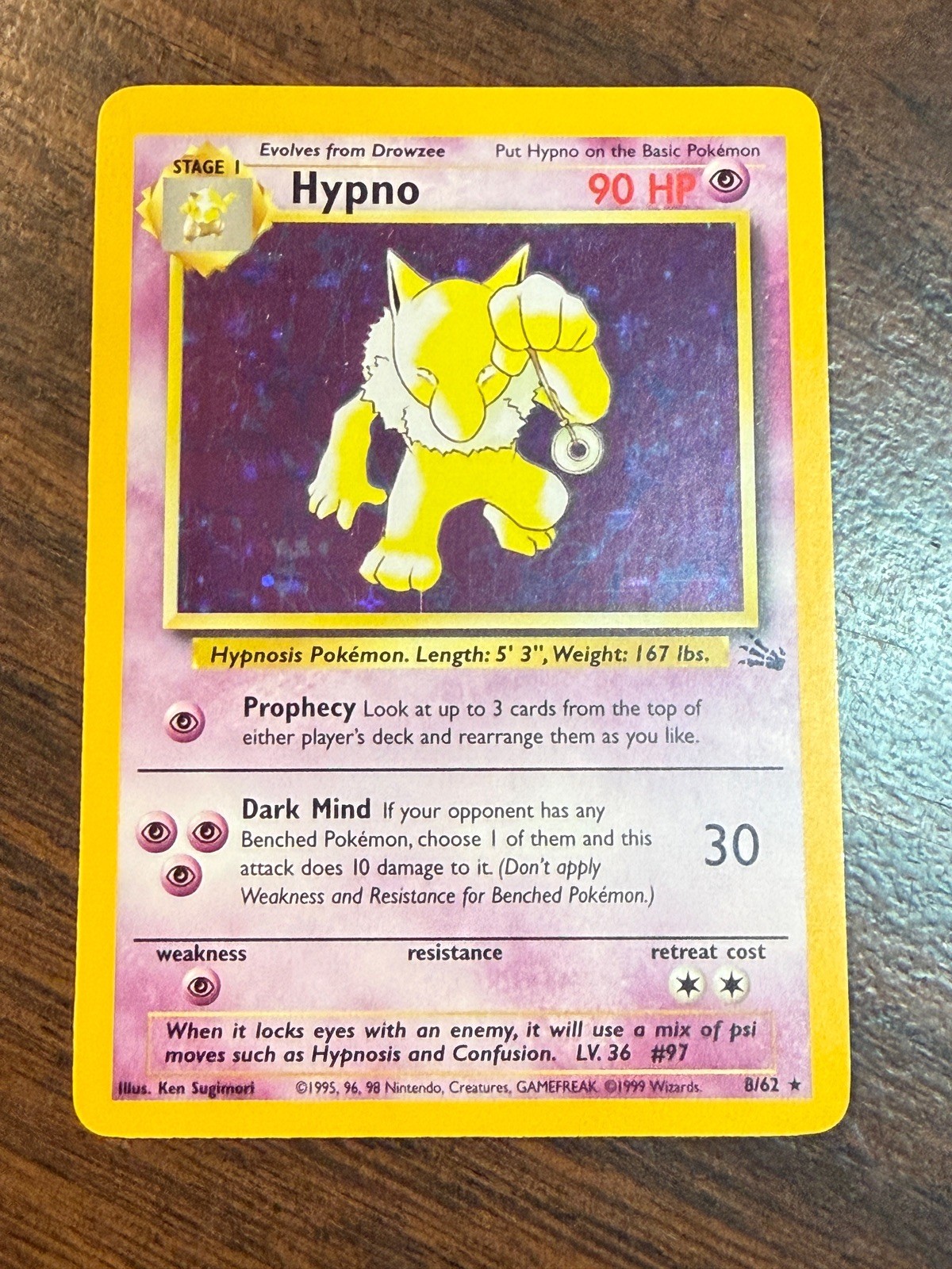 HYPNO 08/62 UNLIMITED HOLOFOIL FOSSIL (FO) 1999 POKEMON MP
