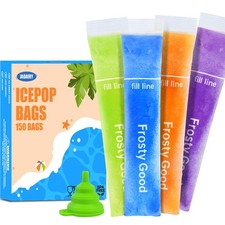 Jadairy 150 Disposable Ice Popsicle Mold Bags 8x2" , BPA-Free, Freezer Clear
