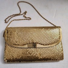 Vintage Y S Metal Mesh Purse Gold Crossbody Clutch Bag Envelope