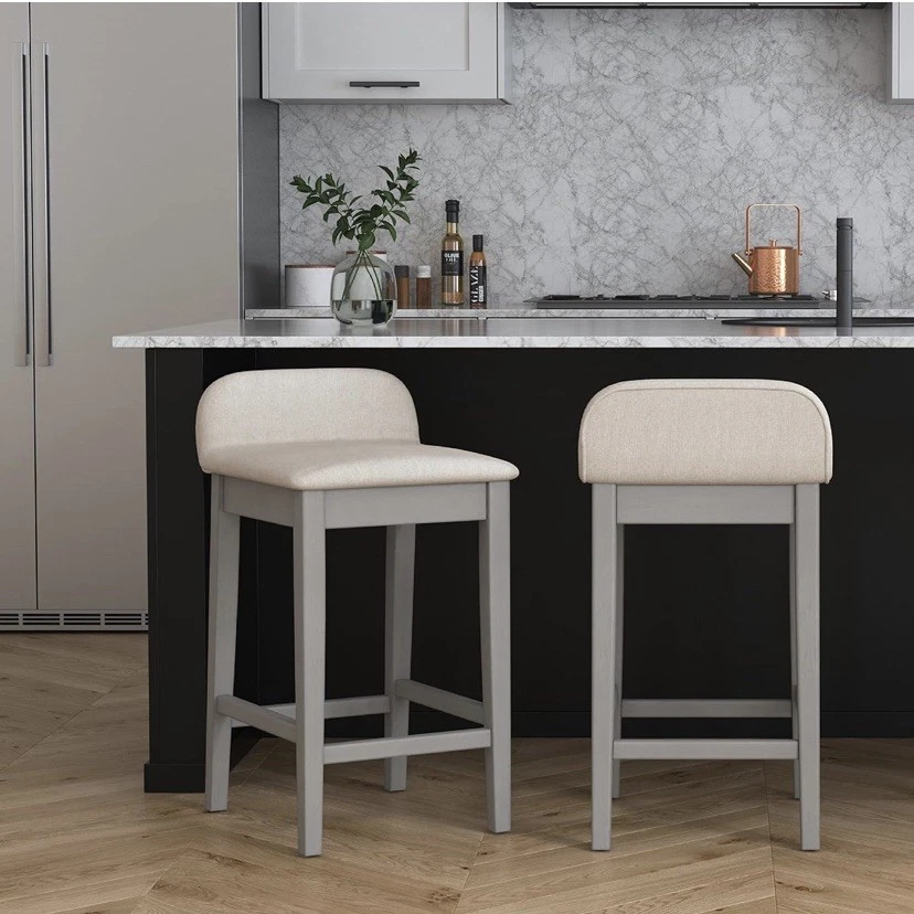 Hillsdale Maydena 26" Wood Contemporary Counter Stool in Gray - Image 2 of 4