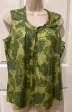 Talbots Size 12 Sleeveless Top blouse Greens Pullover GUC Beautiful!