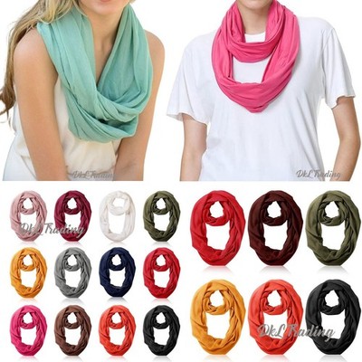 Women Wraps Scarves Soft Jersey Solid Color Soft Infinity Loop Scarf Lightweight