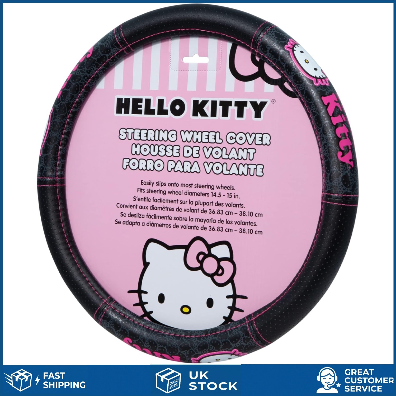 Vibrant Hello Kitty Collage Steering Wheel Cover - Double Stitched for Style