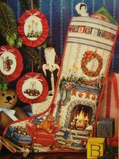 HOME FOR CHRISTMAS STOCKING Fireplace Heirloom BH G Counted Cross Stitch PATTERN