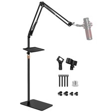 Microphone Stand with Weighted Base, Mic Floor Stand Boom Arm with Mic Access