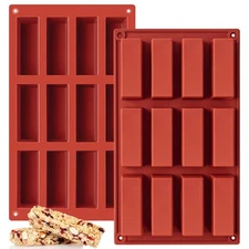 2 Pack 12 Cavity Silicone Granola Bar Molds Rectangle Protein Bar Mold