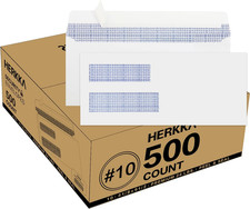 500 Pack 10 Double Window Security Self-Seal Envelopes - Suitable Size for Mul
