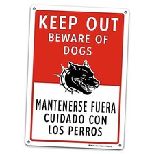 7"x10" Bilingual Keep Out Beware of Dogs Sign - Bilingual Keep Out 7x10" 