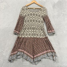 Womens Dress Asymmetrical Tunic XS/S Hem & Thread Boho Peasant Hippie Cottage