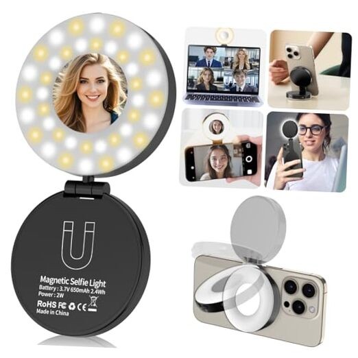 Magnetic Selfie Light Compatible with MagSafe iPhone&Android, Phone Light with 