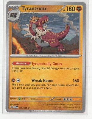 Pokemon Perfect Order 045/088 NON Holo Rare Tyrantrum DECK