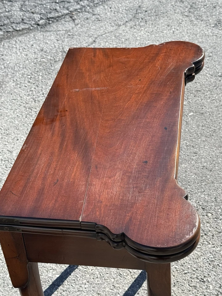 antigua mesa consola de cartas de juego reina anne siglo XVIII cajón años 1760 Foto 3 de 4