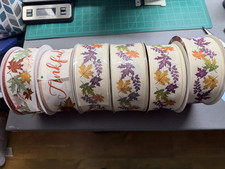 Lot of 6 rolls Fall Halloween Member's Mark Wire Edge Ribbon Leaves Thankful