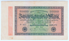 1923 Germany 20000 Mark 249474 Reichsbanknote Paper Money Banknotes