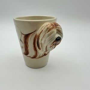 Vintage Blue Witch Handmade Coffee Mug Lhasa Apso Dog Lover Mug