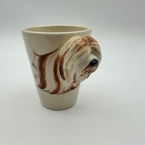 Vintage Blue Witch Handmade Coffee Mug Lhasa Apso Dog Lover Mug